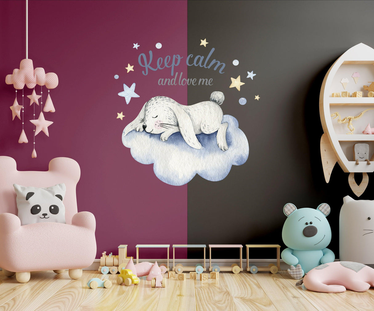 Baby Nursery Wall Decor Sticker - Cloud Moon Star Dream Decoration Animal Decal For Boy Girl Room - Decords