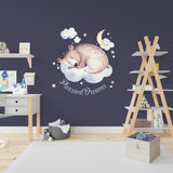 Cute Sleeping Animal Nursery Wall Sticker - Sweet Dreams Cloud Kid Baby Room Decor Decal - Decords