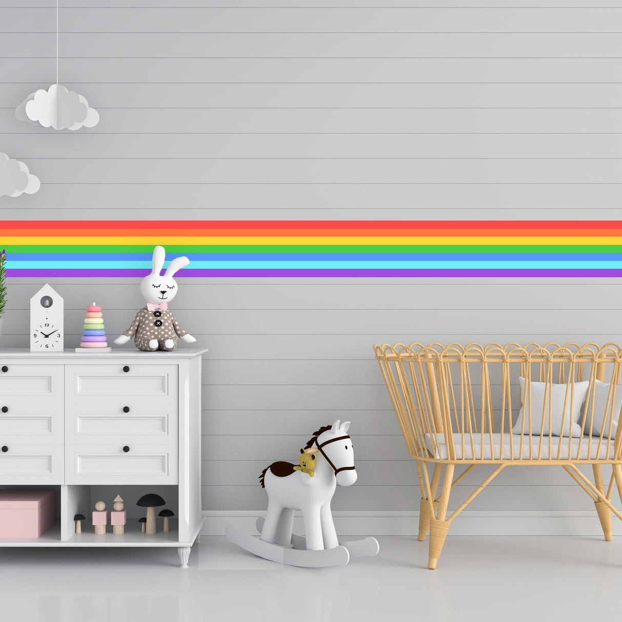 Rainbow Stripe Sticker - Birthday Party Border Strip Vinyl Decal Decoration For Nursery Baby Kid - Decords