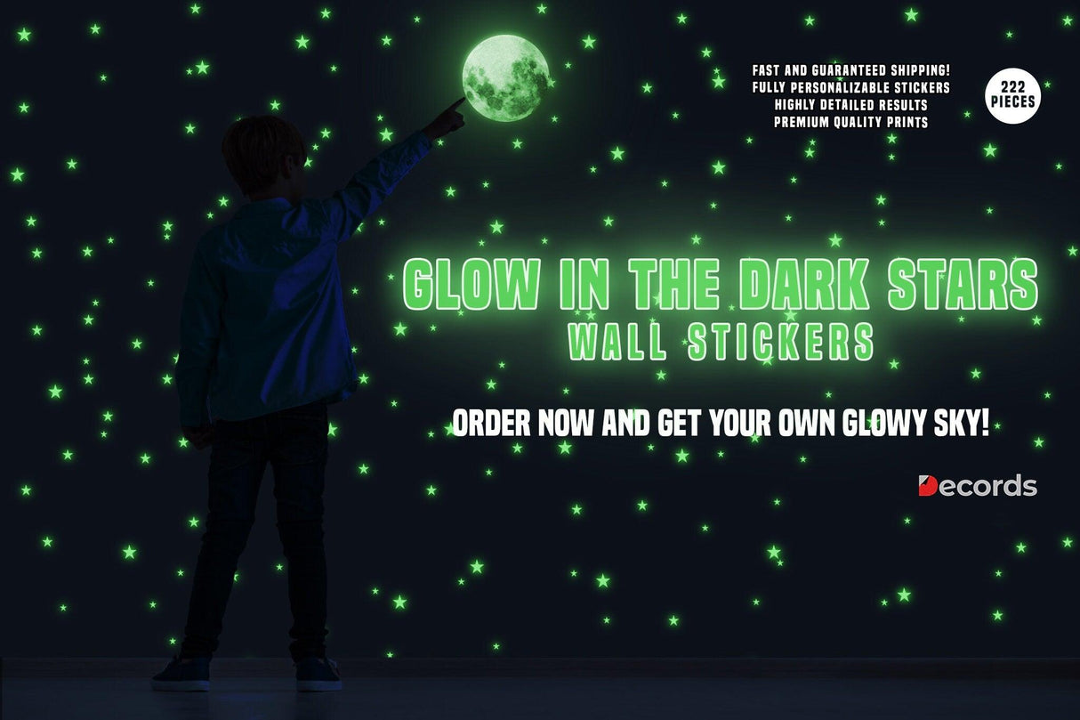 The Glowing Moon Decal - Glow In The Dark Stars Stickers - Decords