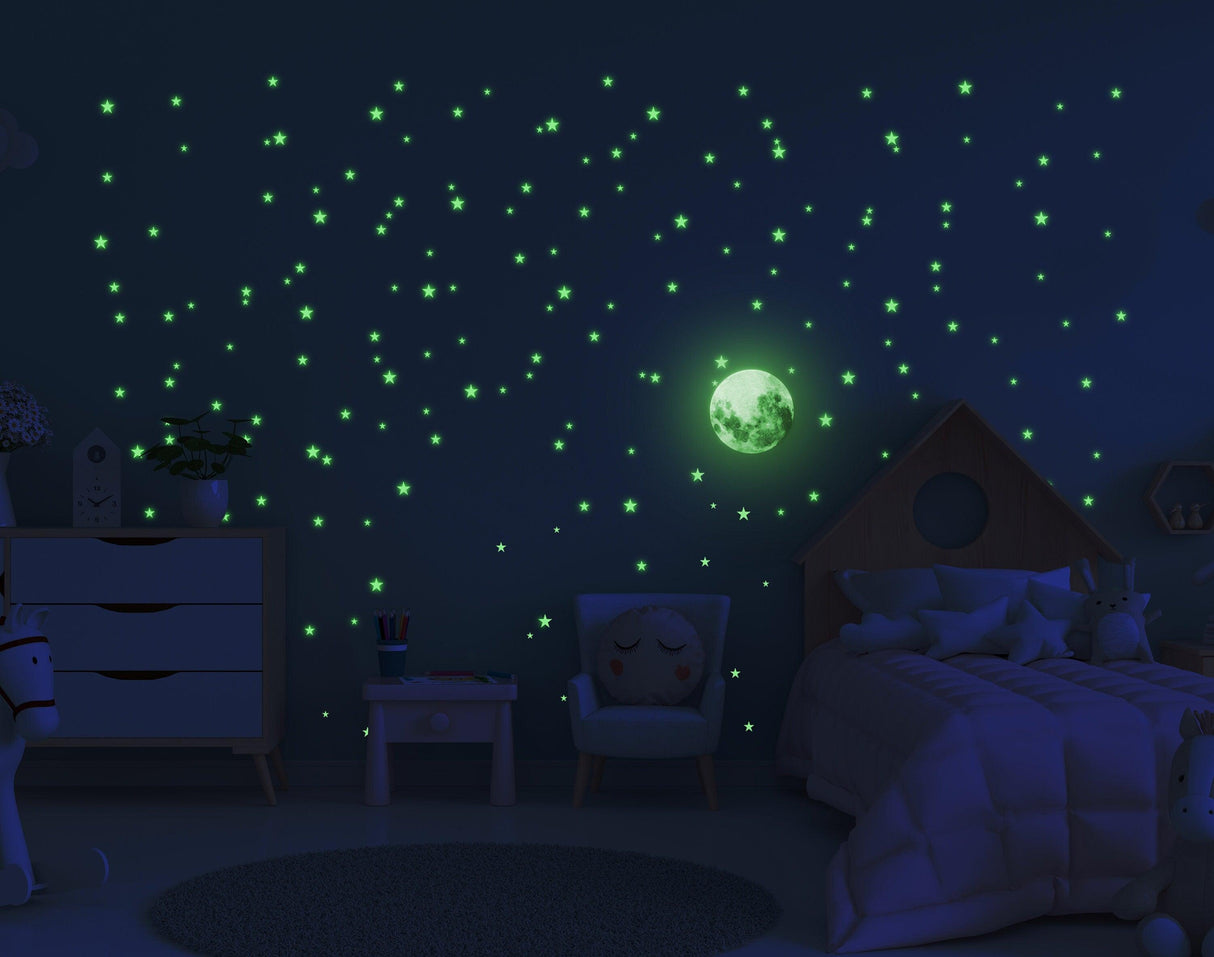 The Glowing Moon Decal - Glow In The Dark Stars Stickers - Decords