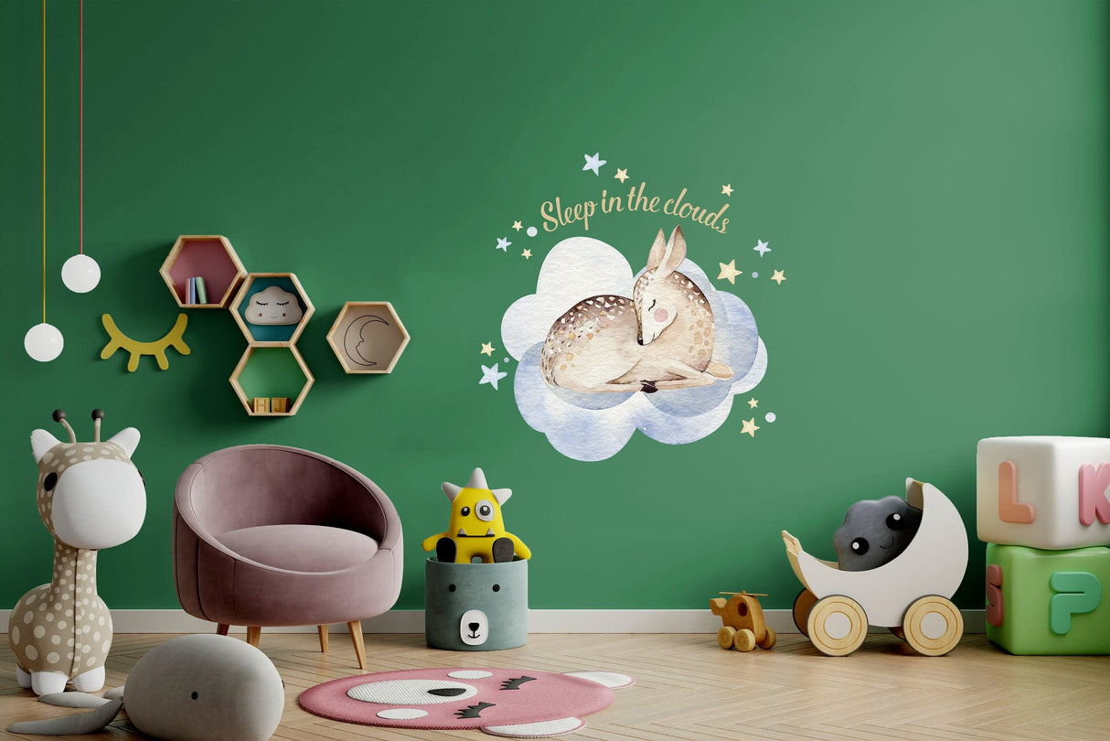 Baby Nursery Wall Decor Sticker - Cloud Moon Star Dream Decoration Animal Decal For Boy Girl Room - Decords