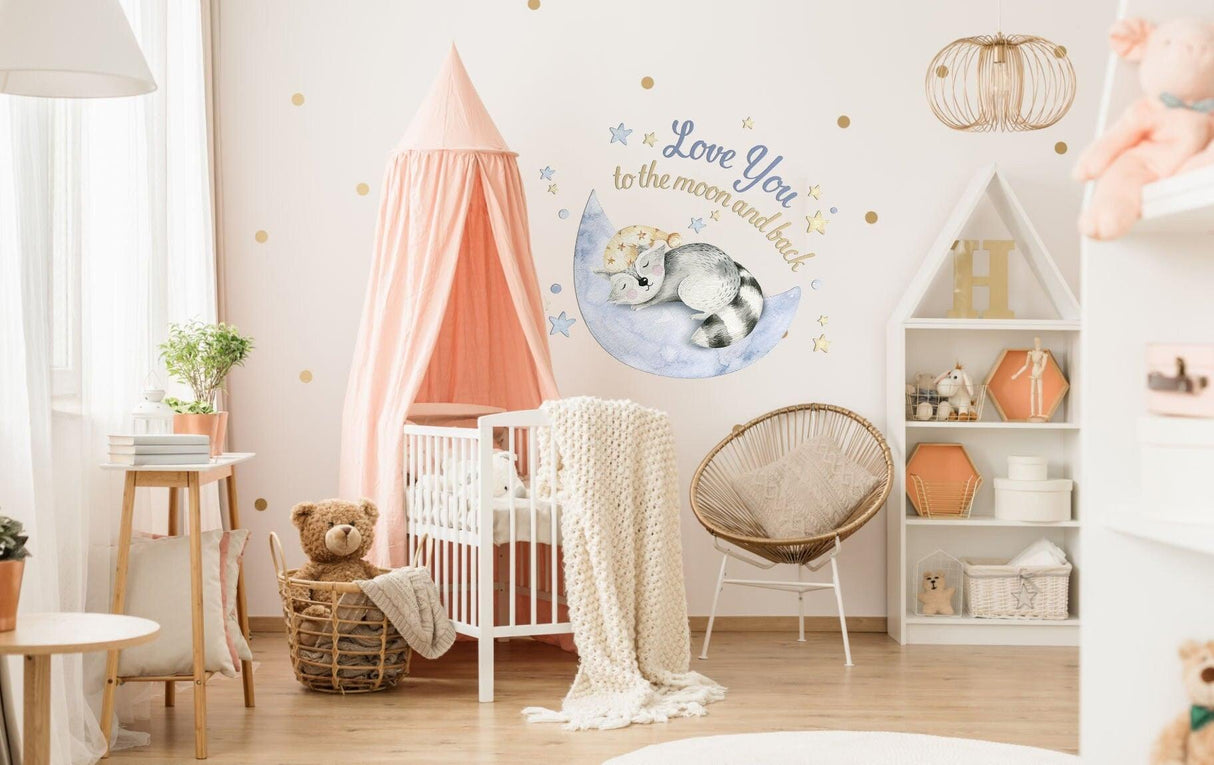 Baby Nursery Wall Decor Sticker - Cloud Moon Star Dream Decoration Animal Decal For Boy Girl Room - Decords