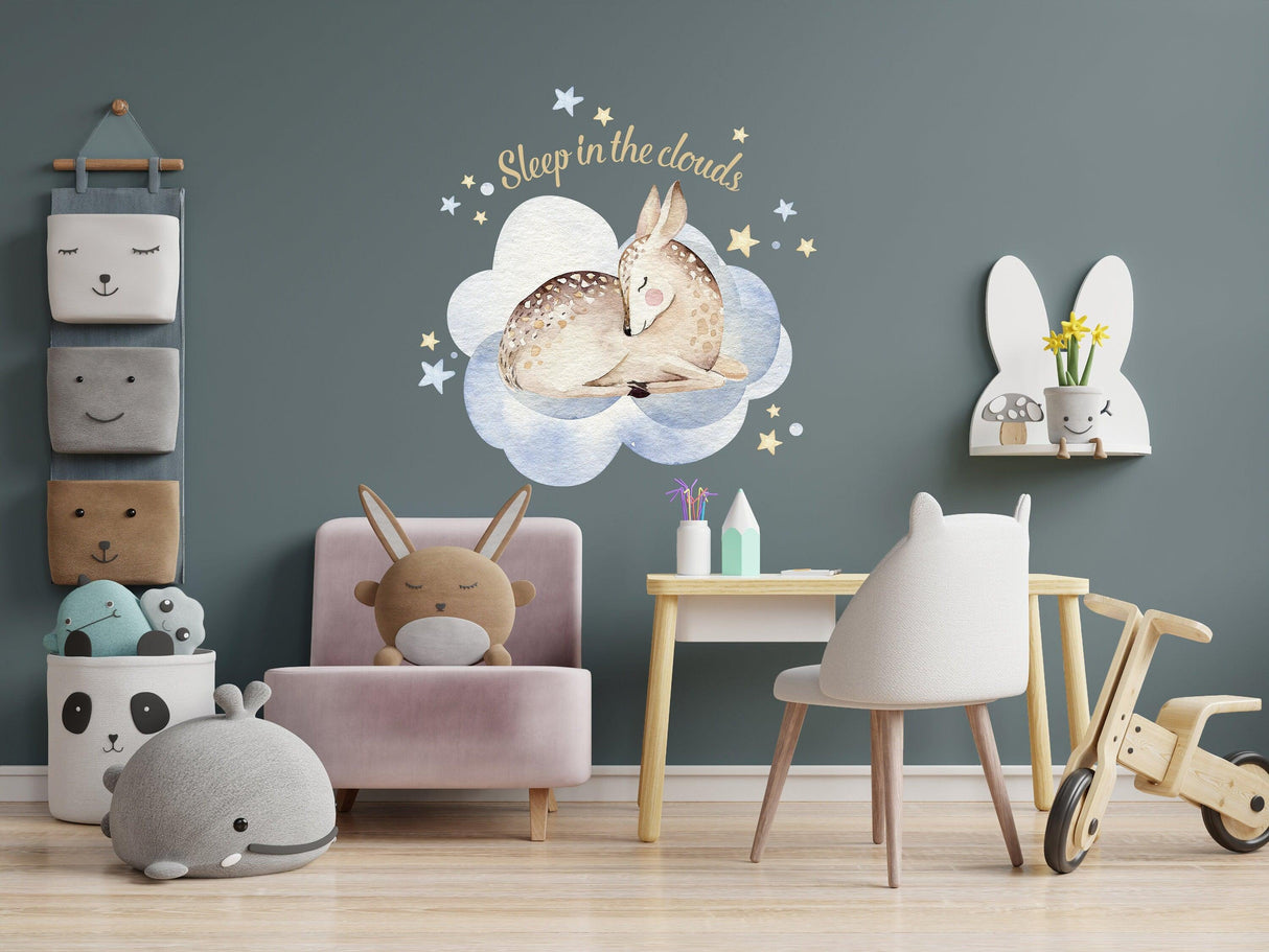 Baby Nursery Dream Wall Sticker - Animal Cloud Decor Decal For Boy Girl Room - Decords