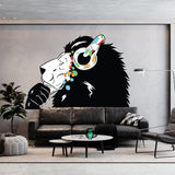 Lion in Headphones Stickers - Inspired by Banksy Graffiti Wall Decal - Decords