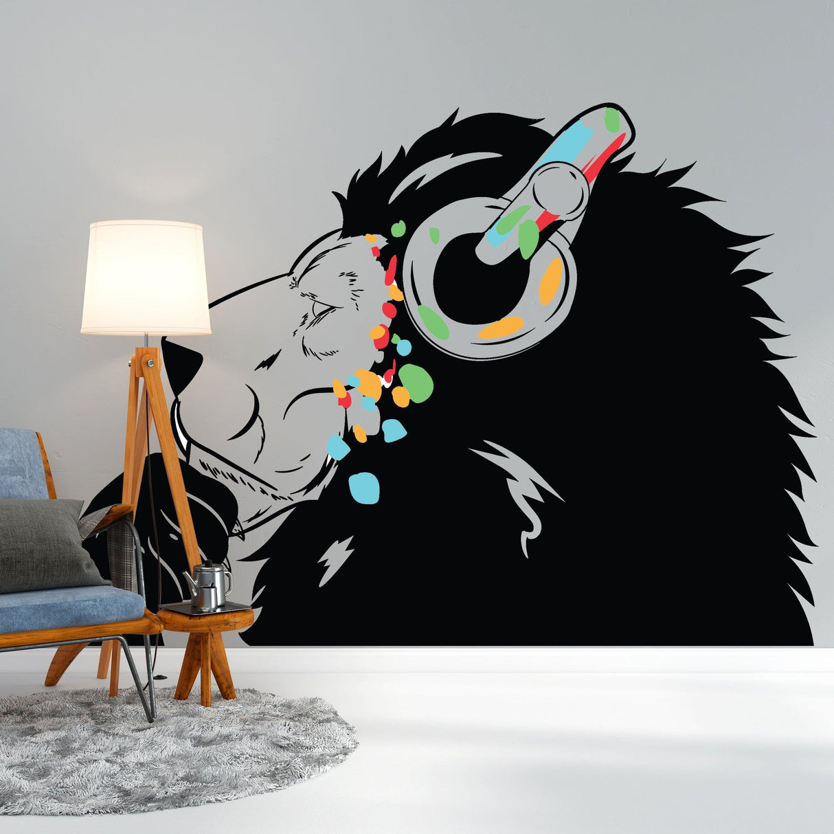 Thinking Lion Sticker - Inspired by Banksy Art Vinyl Dj Baksy Wall Decal - Decords