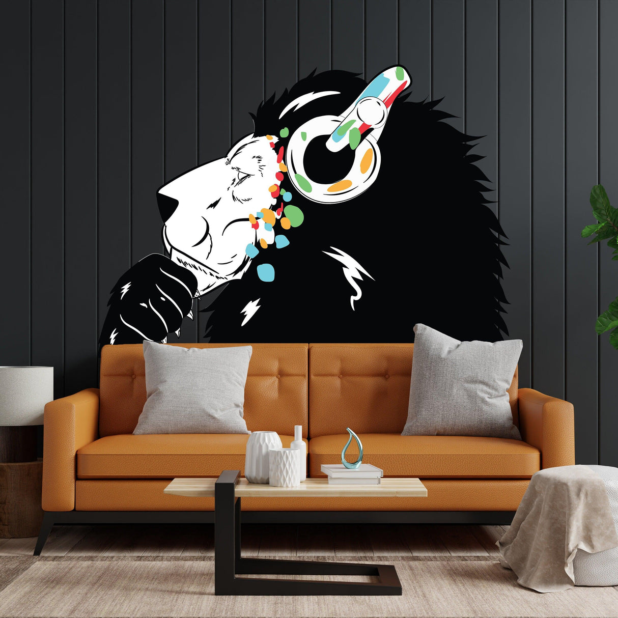 Thinking Lion Sticker - Inspired by Banksy Art Vinyl Dj Baksy Wall Decal - Decords