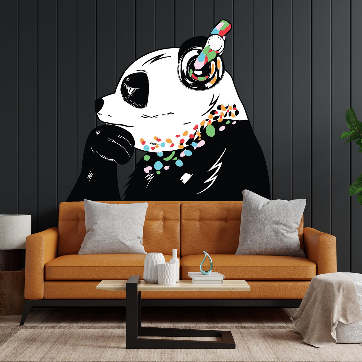 Panda in Headphones Stickers - Inspired by Banksy Graffiti Wall Decal - Decords