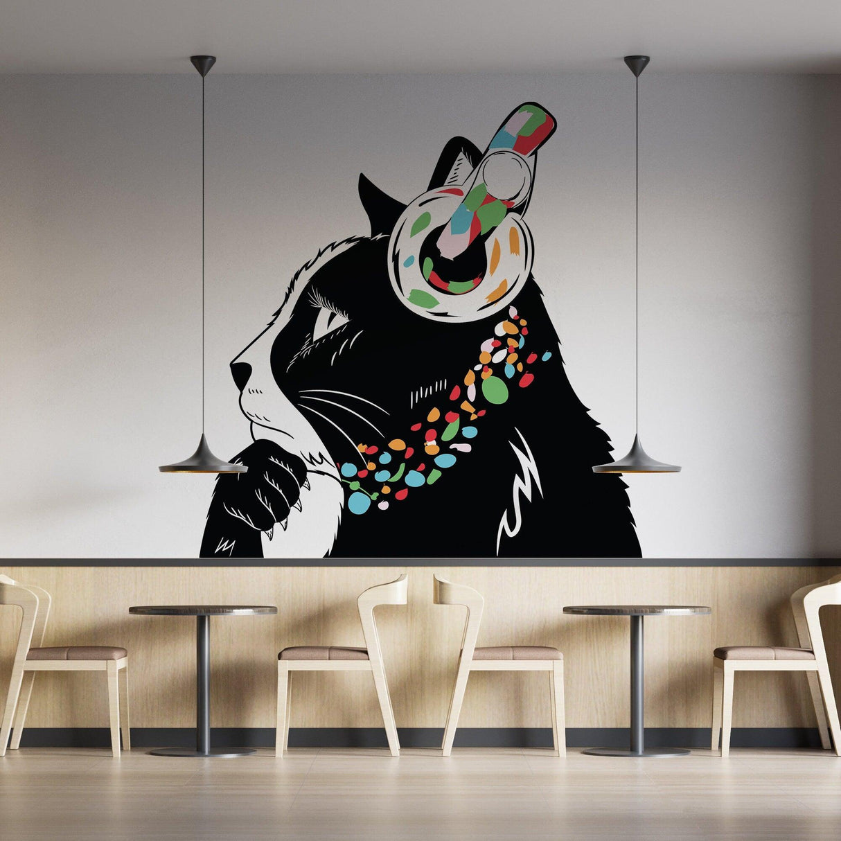 Thinking Cat Sticker - Inspired by Banksy Art Vinyl Dj Baksy Wall Decal - Decords