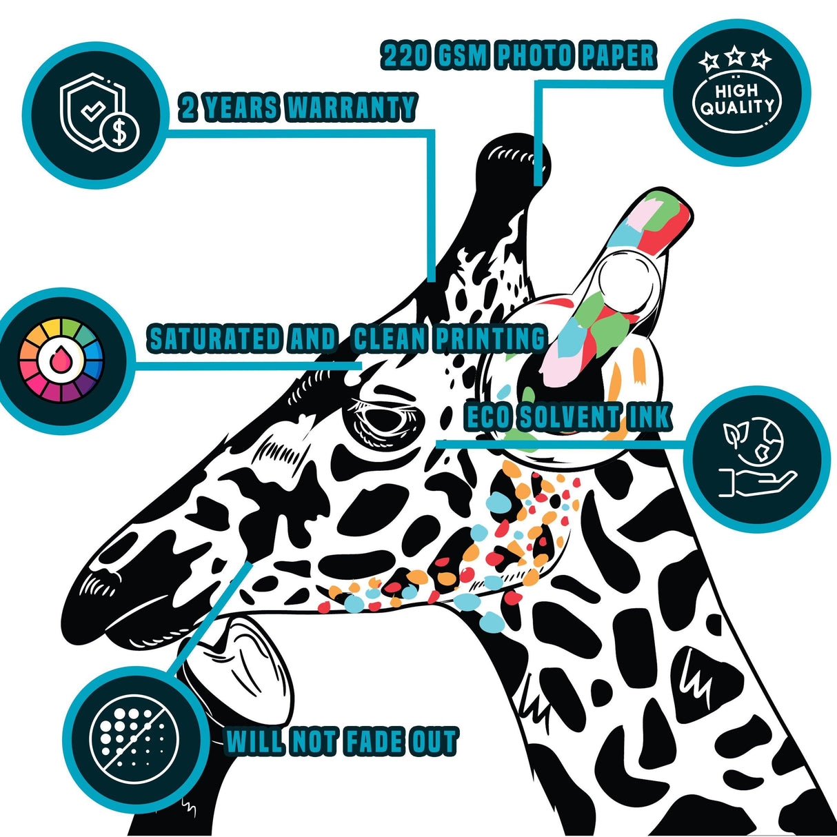 Giraffe in Headphones Stickers - Inspired by Banksy Graffiti Wall Decal - Decords