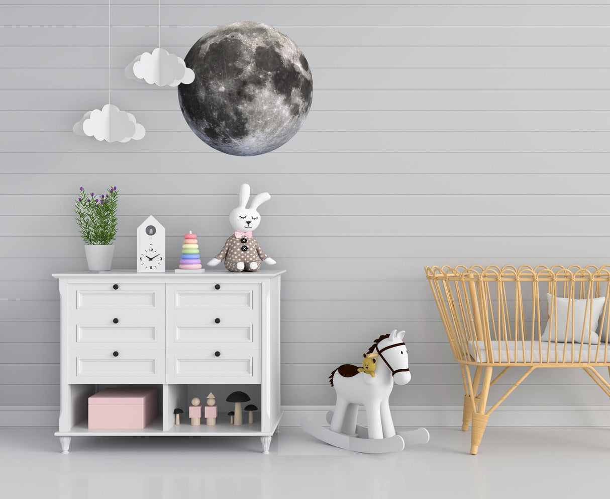 Full Moon Wall Sticker - Moon Back Phase Decal - Decords