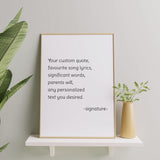 Custom Quote Poster Print - Personalized Motivational Positive Posters Wall Decor - Create Your Own Gift With Song Lyrics Text Print - Decords