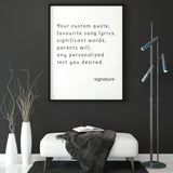 Custom Quote Poster Print - Personalized Motivational Positive Posters Wall Decor - Create Your Own Gift With Song Lyrics Text Print - Decords