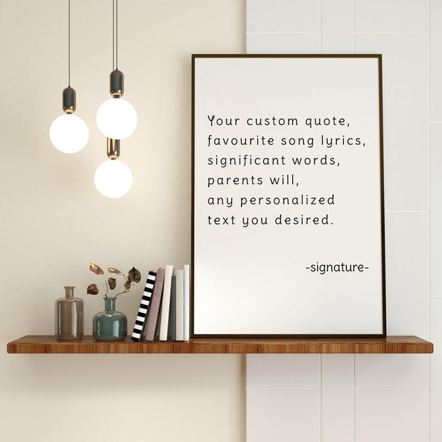 Custom Quote Poster Print - Personalized Motivational Positive Posters Wall Decor - Create Your Own Gift With Song Lyrics Text Print - Decords