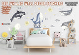 Sea Whales Wall Sticker For Kids Room Decor - The Under Ocean Life Baby Boy Nursery Decal - Decords