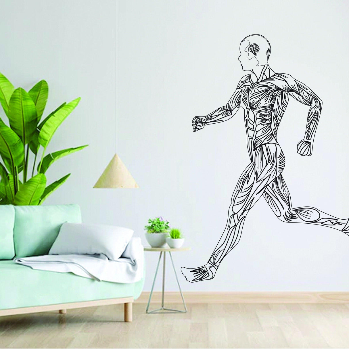 Mens Body Siluette Wall Decal - Sexy Fitness Silhouette Art Sticker For Office Gym Club Decor - Decords