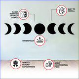 Moon Phase Wall Decor Sticker - Moon Phases Vinyl Decal - Decords