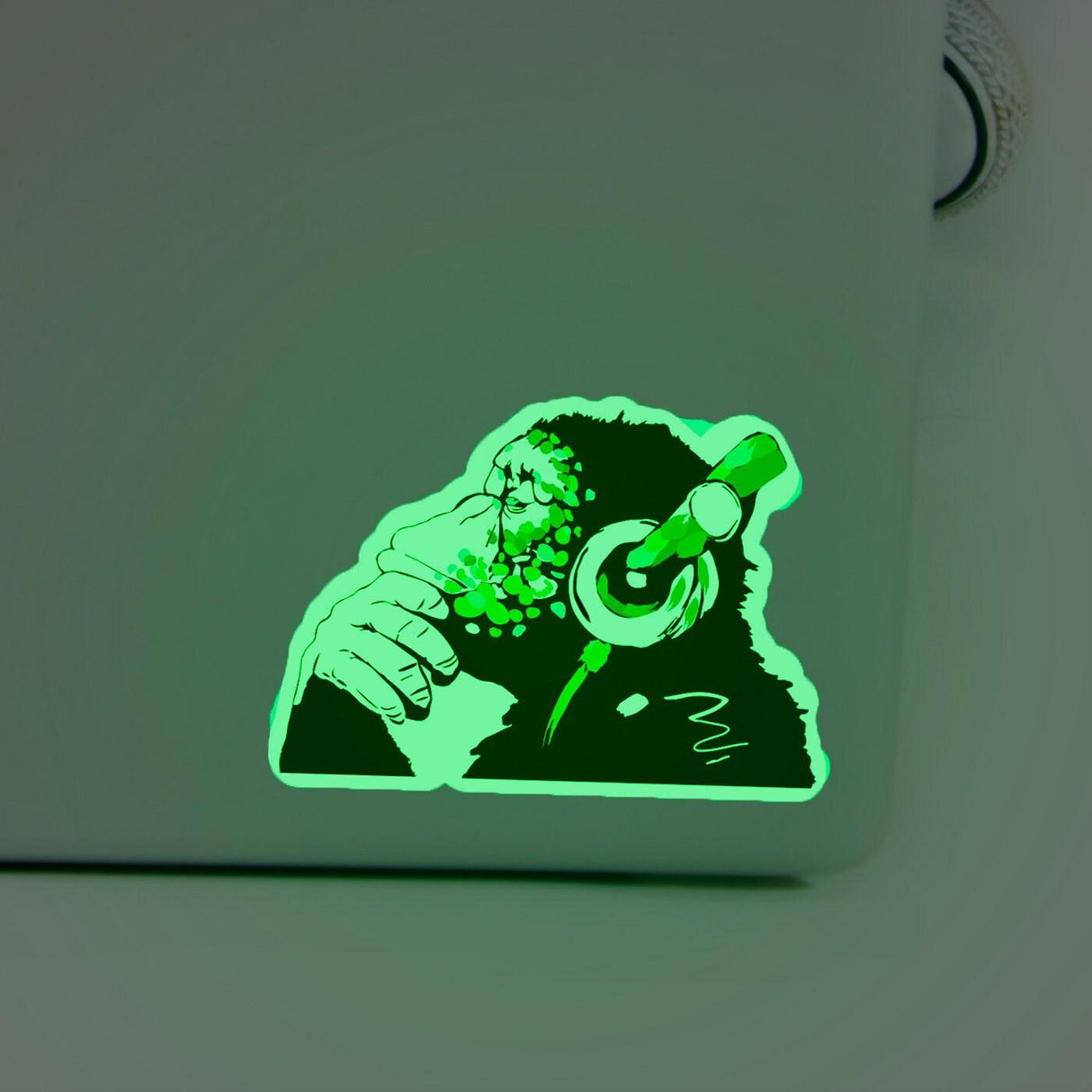 Glow in the Dark Monkey Laptop Vinyl Sticker - Glowing Music Decal For Macbook - Decords