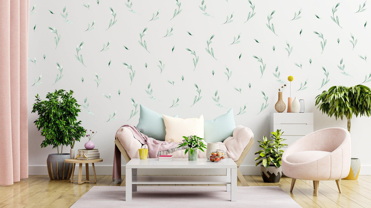 Olive Botanical Vinyl Wall Stickers: Redefine Your Area with Natural Sophistication - Decords