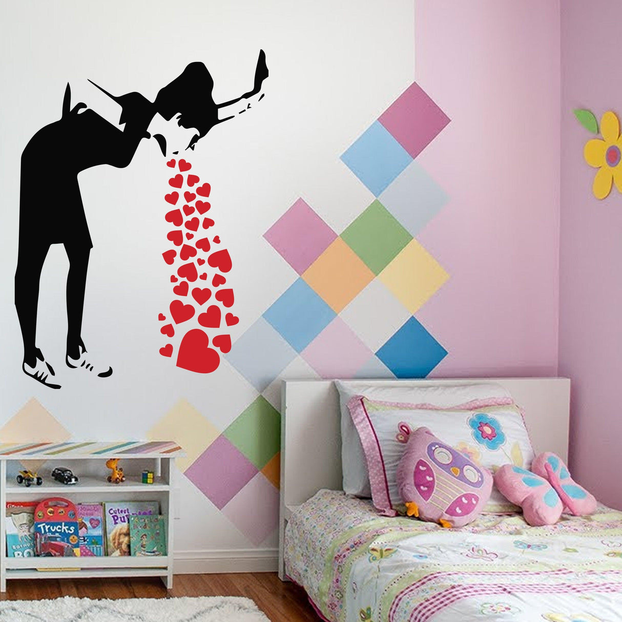 Street Art Style Love Sick Girl Wall Decal - Urban Vinyl Sticker Collection - Decords