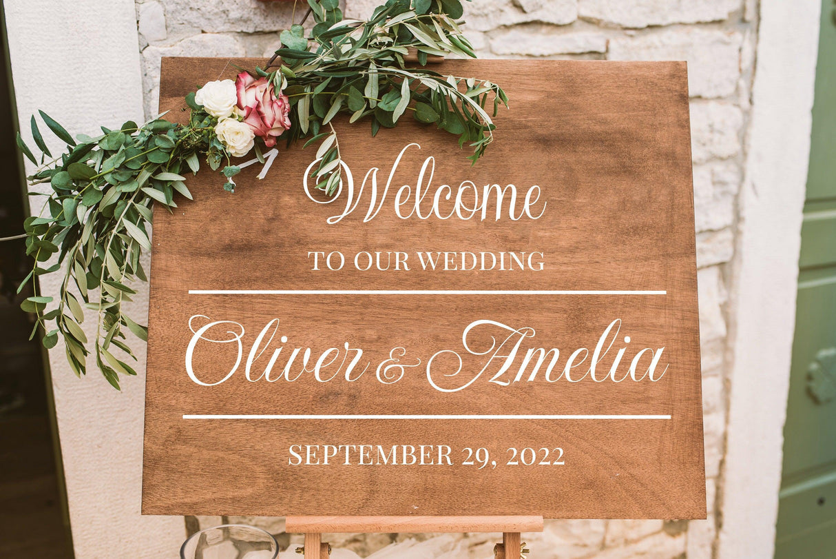 Welcome To Our Wedding Sign Decal - Custom Name Vinyl Sticker For Mirror Wedding Ceremony - Decords