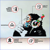 Banksy Stickers Monkey Headphones - Banksy Graffiti Wall Decal - Decords