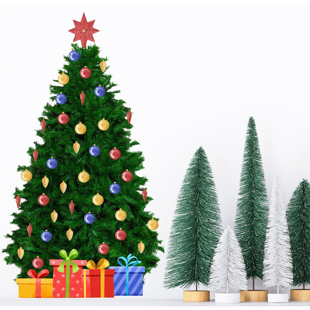 Large Christmas Tree Wall Sticker - Green Pine Vinyl Decal Decoration For Living Room - Decords