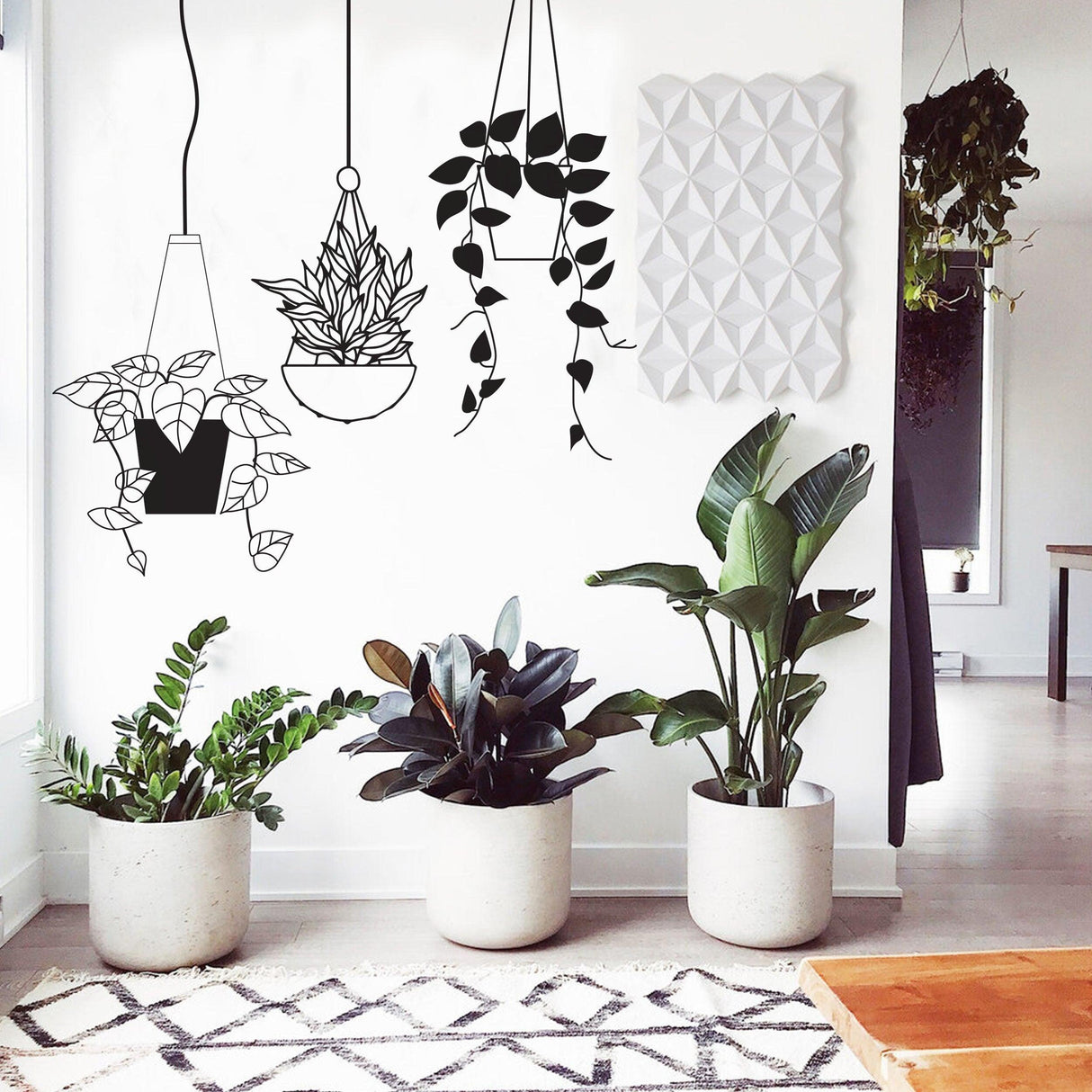 Botanical Oasis Wall Sticker - Tropical Hanging Plant Basket Decal - Decords