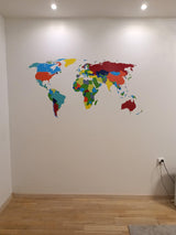 World Map Wall Sticker For Home Decor - Large Realistic Travel Atlas Decal Decoration - Decords