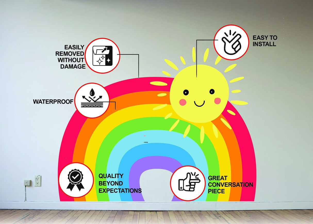 Rainbow Wall Sticker - Nursery Baby Room Decoration Colorful Vinyl Decal - Decords