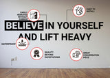 Motivational Gym Wall Decal - Believe in Yourself Fitness Workout Motivation Quote Sticker - Decords