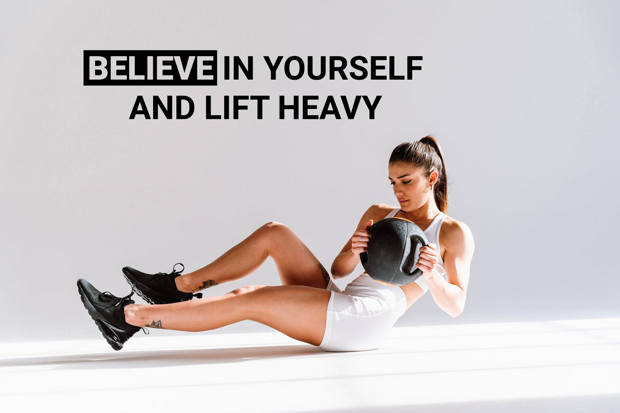 Motivational Gym Wall Decal - Believe in Yourself Fitness Workout Motivation Quote Sticker - Decords