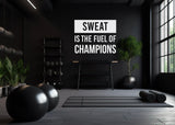 Gym Quote Wall Decal - Sweat is the Fuel Fitness Workout Motivation Sticker - Decords