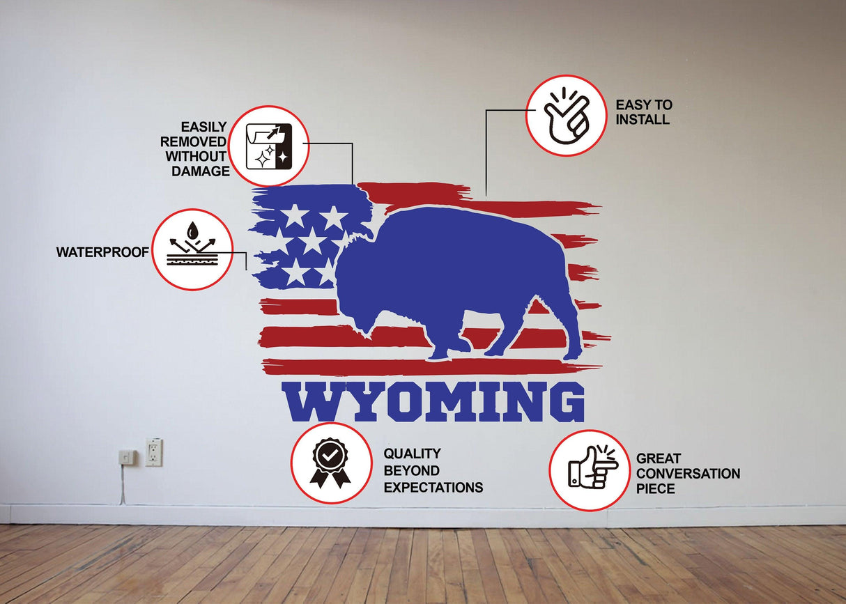 Rustic Wyoming State Wall Decal - Charming Decal for Your Interior Walls - Decords