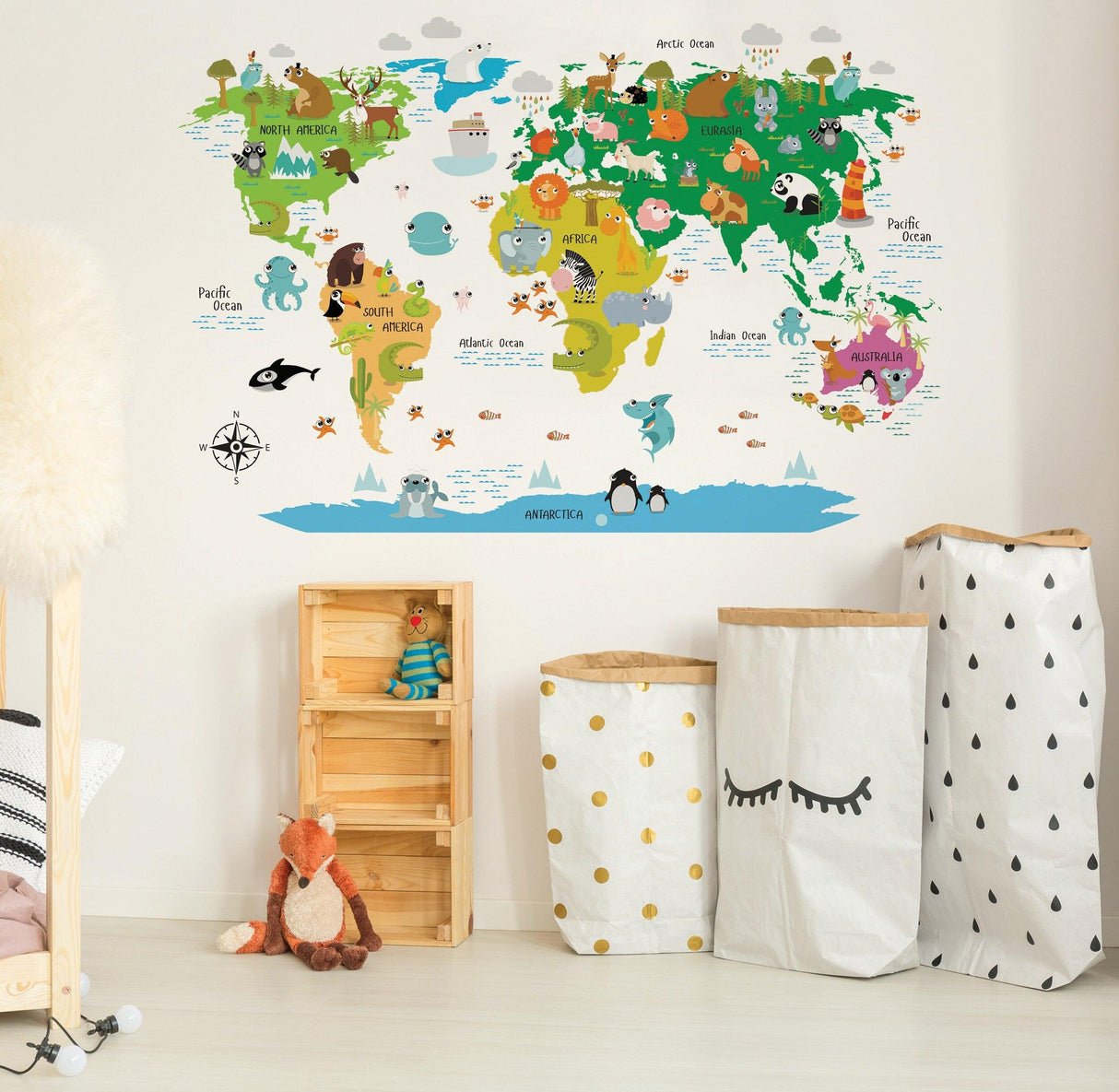 World Map Decal - Nursery Wall Sticker - Decords