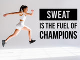 Gym Quote Wall Decal - Sweat is the Fuel Fitness Workout Motivation Sticker - Decords