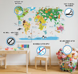 World Map Decal - Nursery Wall Sticker - Decords