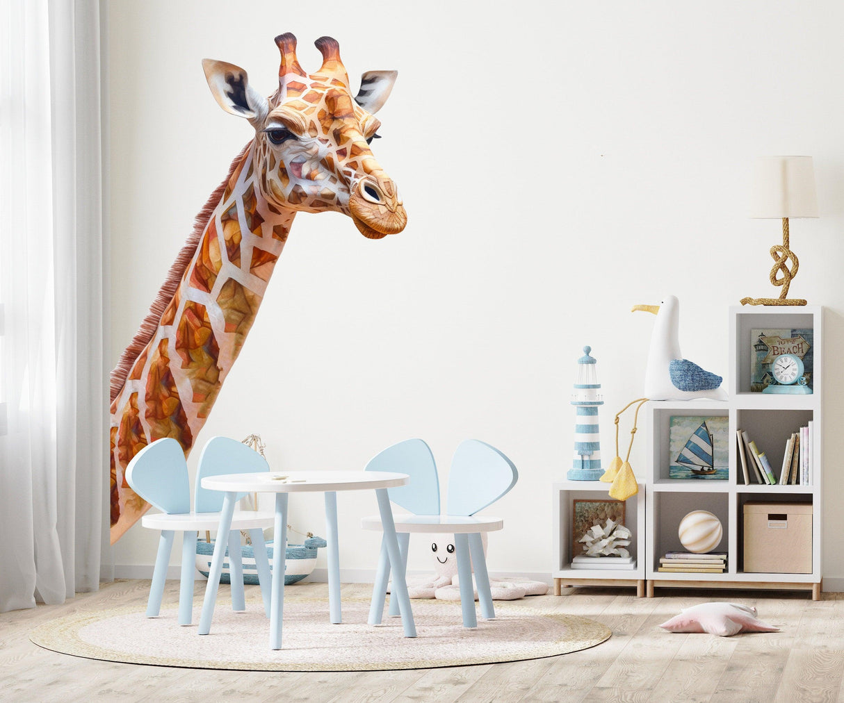 Giraffe Wall Decal - Playful Animal Stickers - Decords