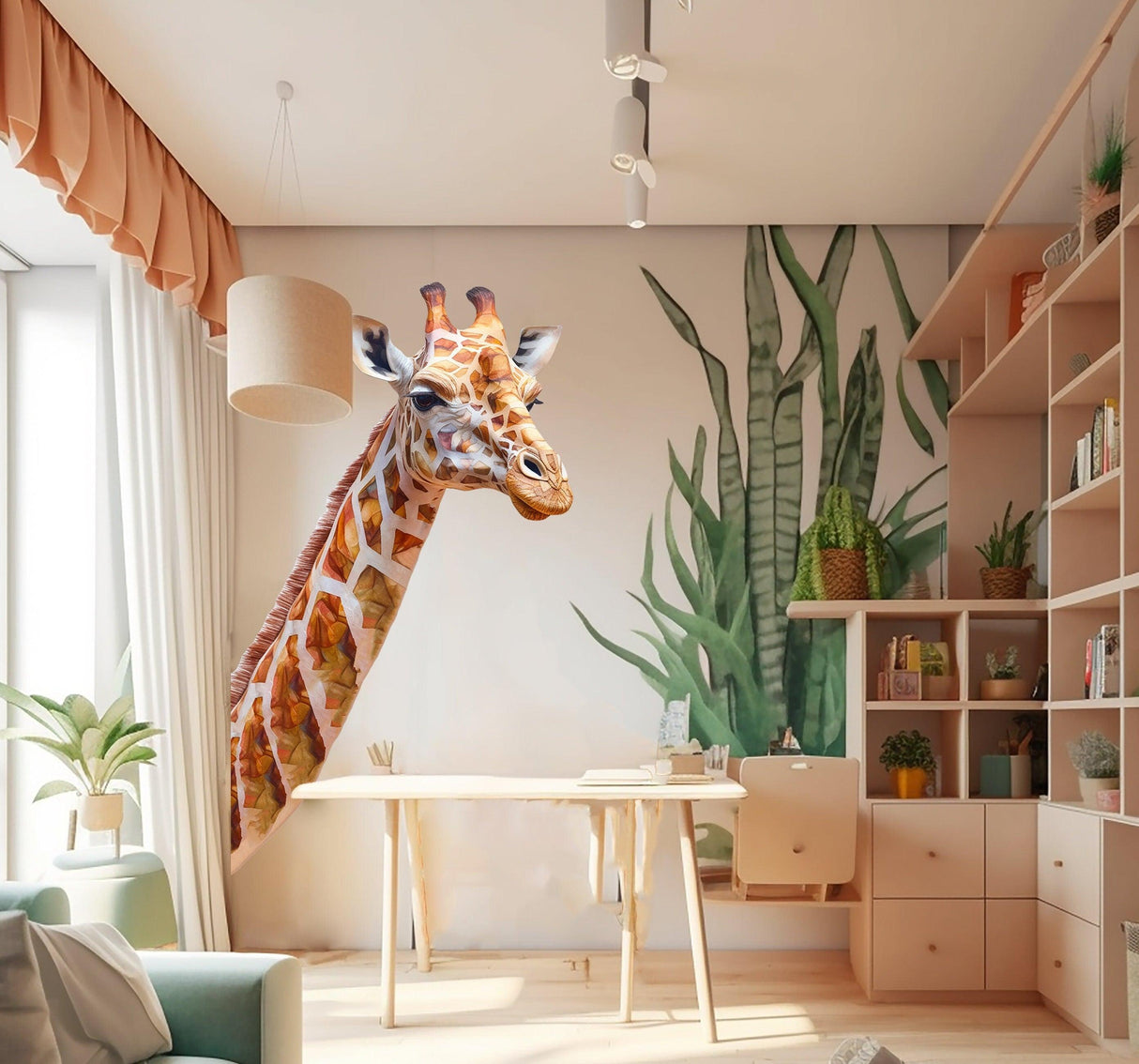 Giraffe Wall Decal - Playful Animal Stickers - Decords