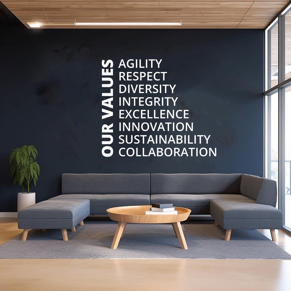 Our Values Office Wall Decal - Inspirational Conference Room Art Sticker - Decords