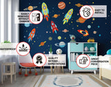 Outer Space Wall Decals - Astronaut and Galaxy Planet Stickers - Decords