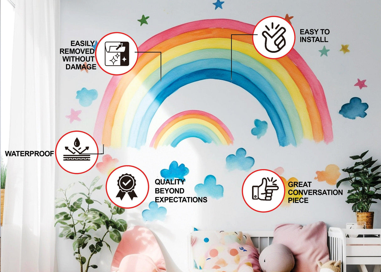 Delight Sky Whimsical Wall Stickers - Artistic Adhesive Mural Decor Decals - Decords