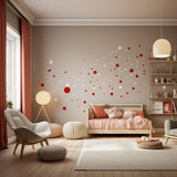 200x White and Red Round Dot Stickers - Small Blank Adhesive Matte Vinyl Polka Decor - Decords