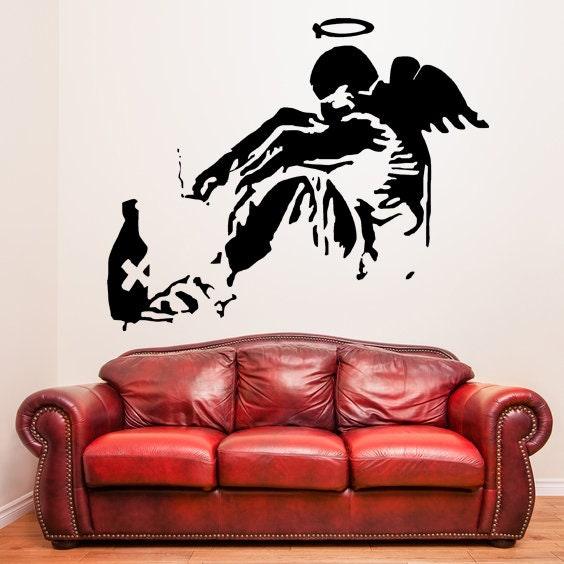 Banksy Fallen Angel Wall Sticker - Giant Art Street Graffiti Wings Vinyl Decal - Decords