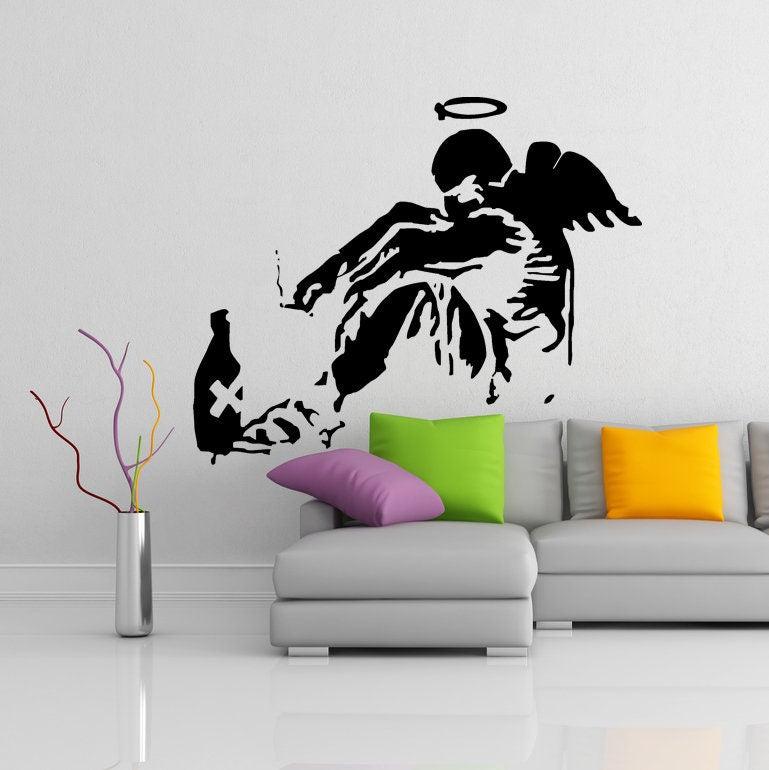 Banksy Fallen Angel Wall Sticker - Giant Art Street Graffiti Wings Vinyl Decal - Decords