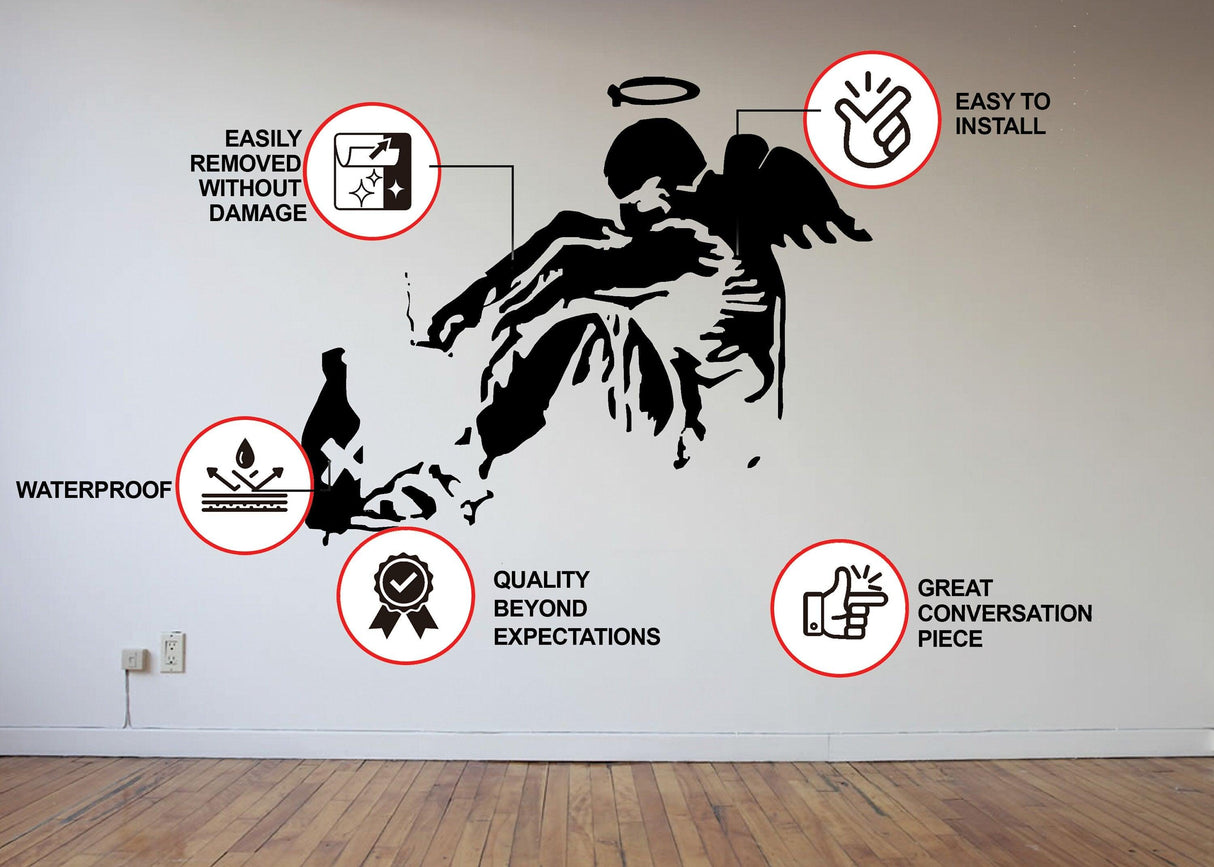 Banksy Fallen Angel Wall Decal - Street Art Graffiti Decor - Decords