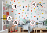 Playful Watercolor Dots: Vibrant Wall Decals for Play Areas and Children's Spaces - Decords