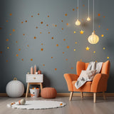 200x Gold Stars Wall Vinyl Stickers - Elegant Peel and Stick Decals Decor for Ceiling, Walls, Bedroom, Living Room Enchantment - Decords