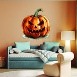 Halloween Pumpkin Wall Sticker - Creepy Smiling Jack-o-Lantern Decal for Holiday - Decords