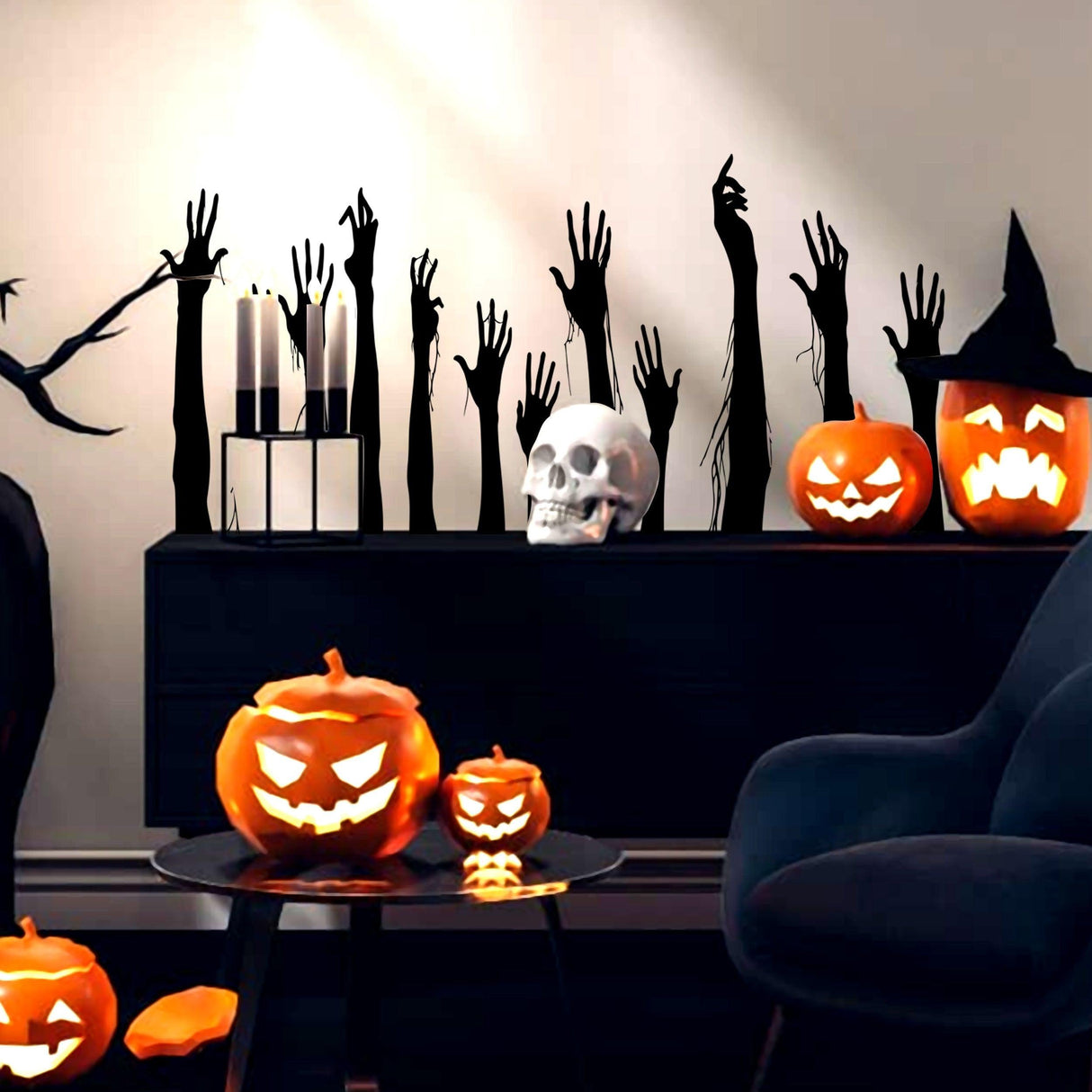 Zombie Hands Collection: Spooky Ghoul Window Decals & Creepy Hand Decorations - Decords